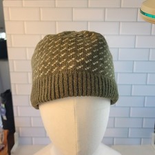 Vintage LL Bean Birdseye Lambswool Fleece Lined Beanie Hat Olive Green Unisex picture