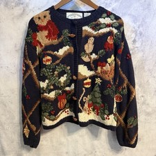 Vintage Eagle's Eye Christmas Sweater Cardigan 90s 1996 Size Medium  picture