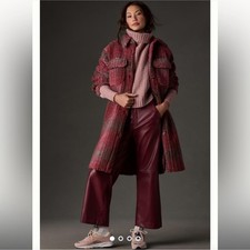 NWT Anthropologie If By Sea $168 Boucle Plaid Long Shacket coat Sz XL picture