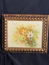 VTG ORIGINAL ART STILL LIFE SPRING FLOWER OIL 8 X 10” OIL PAINTING ELINOR FRAMED picture