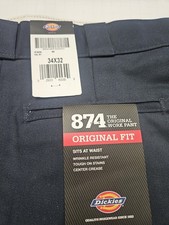 Dickies 874 Work Pants Mens SZ 34x32 Dark Navy Blue Original Fit Workwear NWT picture