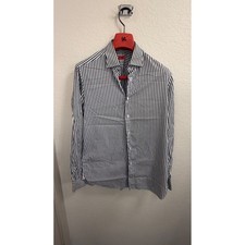 Isaia Striped Dress Shirt Coral Logo 16/41 picture