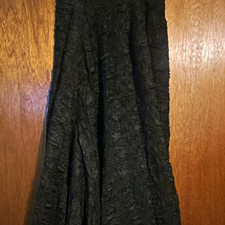 ANTIQUE: Women’s Black Floral Lace A-Line Long Formal Skirt Zip Textured 3XS picture
