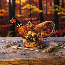 Fitz and Floyd Pheasant Collection Teapot with Lid Vintage Handpainted EUC picture