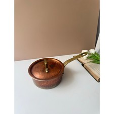Vintage Copper Sauce Pan with Lid | Brass Handle | Made in Korea Kitchen picture