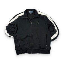Vintage Polo Ralph Lauren Track Jacket Mens XL Black White Stripe Full Zip Pony picture