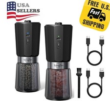 2PCS Electric Salt and Pepper Grinder Set Automatic Grinder Rechargeable Battery picture