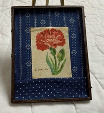 Vintage Antique Half Union Case Framed With Antique Cigarette Silk, Carnation picture