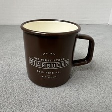 Starbucks The First 1912 Pike Pl. Store 2016 Enamel Tin Coffee Mug Brown Camping picture