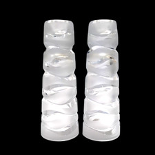 Pair JG Durand Art Deco Clear/Satin Frosted Candlesticks for Taper Candles picture