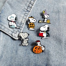 6Pcs Snoopy Halloween Enamel Pins Set Cute Cartoon Dog Lapel Pins Backpack Gift picture