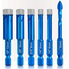 6PCS Dry Diamond Drill Bits Set for Porcelain Ceramic Granite Marble Stone Glass picture
