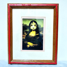 LEONARDO DA VINCI’S MONA LISA CAT’S FACE PRINT PARODY PICTURE FRAMED picture