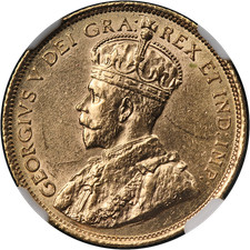 1912 Canada $5 Gold George V NGC Unc Details Cleaned picture