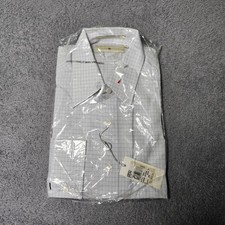 Joseph Abboud Mens 16 32/33 Dress Shirt White Grey Grid Egyptian Cotton NWT picture