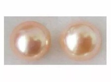 HUGE Real AAAAA Akoya 11-12mm Pink stud pearl earrings 14k Gold picture