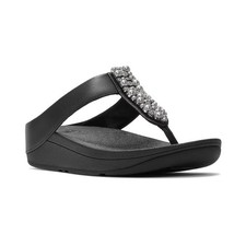 FitFlop Fino Imitation Pearls and Crystal Toe-Post Slip-On Sandals Black picture