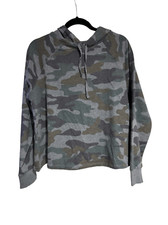 Torrid Tops Womens Size 1 Gray Camo Heathered Rawedge Hoodie NWT picture