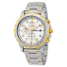 Fossil Dean Chronograph Men's Watch FS4795IE Silver Dial Gold-Tone Accents picture