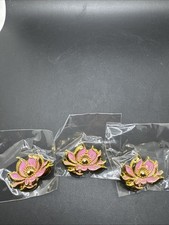 WIZARDS MAGIC THE GATHERING LOTUS FLOWER PINK GOLD LAPEL PIN PROMO LOT OF 3 picture
