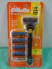 NEW Gillette Fusion 5 Shaving Bundle 1 Razor Handle 5 Cartridges - BLACK picture