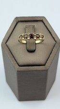 Garnet 9ct Gold Ring , Vintage And Hallmarked , Yellow Gold  Size n1/2 picture