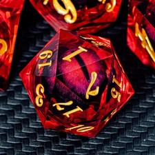 ARUOHHA DND Dragon Eye Dice Liquid Core Red Resin Sharp Edged Dice with Gift ... picture