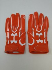 New Under Armour Men's Orange/Orange/White WR Football Gloves picture