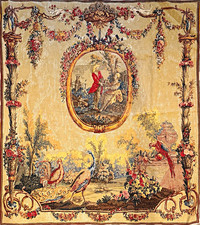 Vintage French Aubusson-Style Tapestry – “Tapisserie à l’Ancienne” - 57”x52”. picture