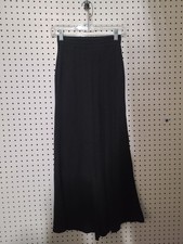 ASKK NY Black Ribbed Wide-Leg Pants Elastic Waist Womens M USA-Made picture