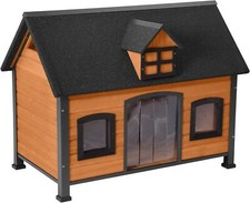 Aivituvin Large Dog House Wooden Dog Kennel with Unique Design Roof Weatherproof picture