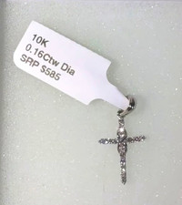 10k  Diamond Cross Charm Pendant Religious 0.16 CTW Round picture