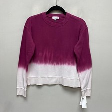 Ten Sixty Sherman Womens Purple Pomegranate Dip Dye Cotton Pullover Sweatshirt S picture