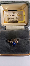 William Glatz 10k White Gold Ring Blue Round Sapphire Prong Set Size 5 picture