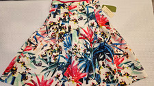 Atelier Nicole Miller Women's Floral Pleated Multicolor Knee Skirt 8 Zip NWT picture