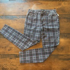 Paige Hoxton Ankle Skinny Jeans Womens 28 Gray Plaid Stretch Anthropologie picture
