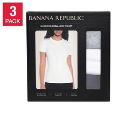Banana Republic 3-pack Women's Ribbed Crewneck T-Shirt | Multi | Large picture