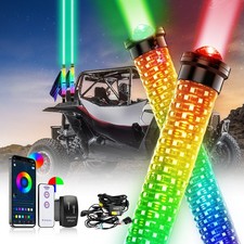 2-IN-1 2FT Fat Whip Lights Spiral Chasing Laser Whip Lighted Antenna For X3 RZR picture