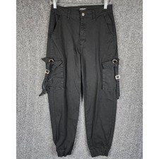 American Bazi Cargo Joggers Womens M RJJ-2935 Black Buckle Strap Utility EUC picture
