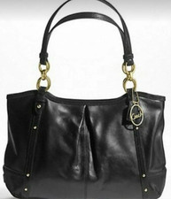 COACH Alexandra Black Leather Shoulder Bag Tote Purse Convertible Y2K Vintage picture