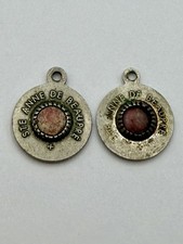 Antique Catholic Saint Ann de Beauppre Holy relic religious pendant Set Of 2 picture