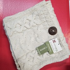 NWT Carraig Donn cream cable knit pocket button scarf merino wool fisherman Aran picture