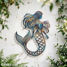 Mermaid Metal Sign, Outdoor Wall Art for Beach House or Coastal Decor picture
