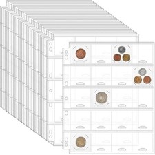 30 Coin Binder Pages 600 Pockets for 2x2 Coin Flips 7 Hole Coin Collection Sheet picture