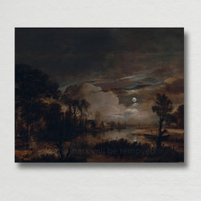 1647 Moonlit Landscape Painting Reproduction  Giclee Fine Art Paper Print picture