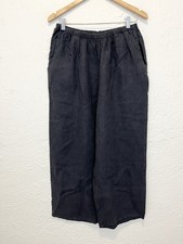 FLAX Linen Wide Leg Pants Floods Black Medium M picture