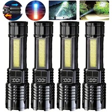 4PC 99000000LMS Super Bright LED Flashlight Rechargeable Tactical COB Work Light picture