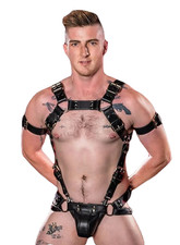 Men's Full Body Harness Men Full Body Black leather  harness With Jockstrap Gift picture