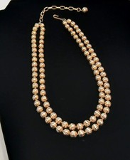 Vintage Trifari Textured Bead Double-Strand Necklace 52.3g  14