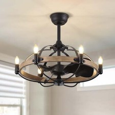 27'' Farmhouse Ceiling Fan With Light , Fandelier with Remote, Chandelier fan picture